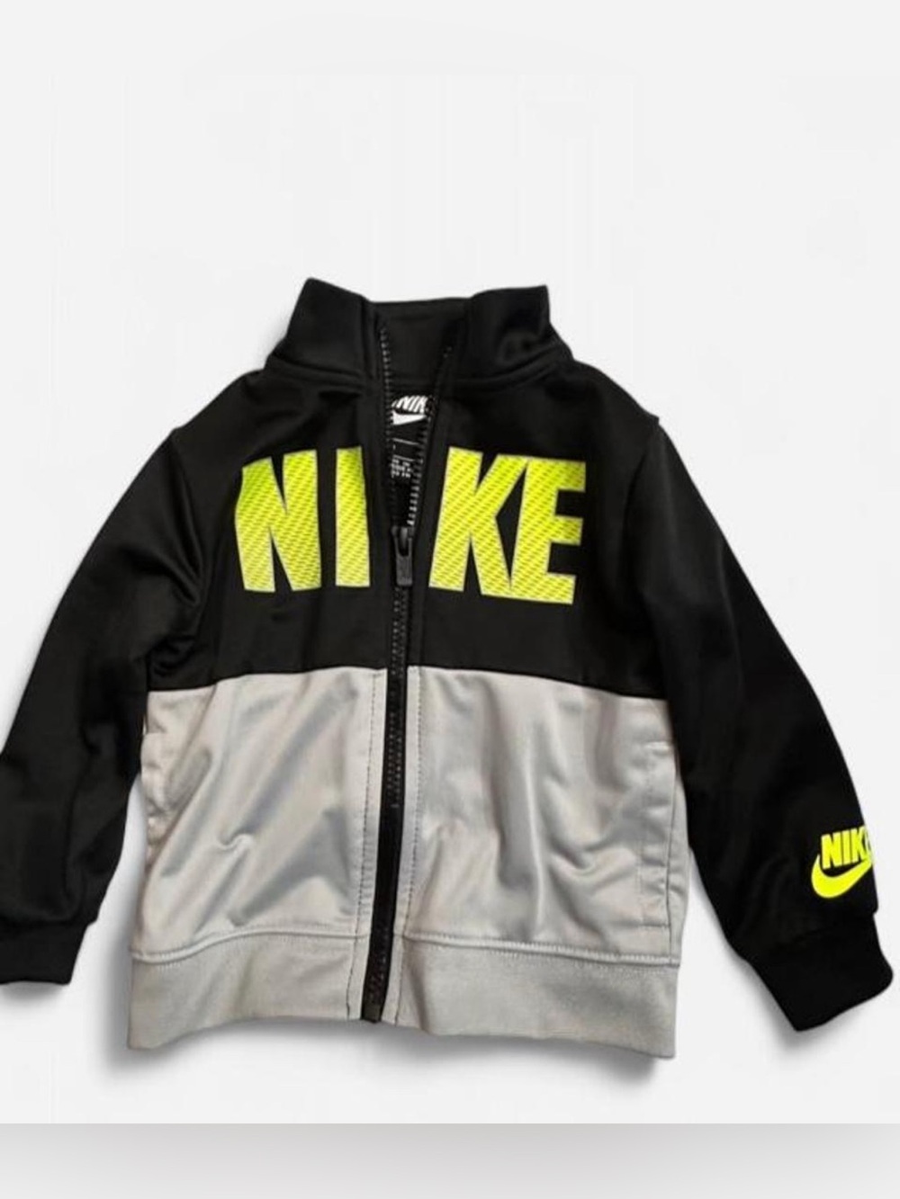 Nike Kids Black, Gray & Neon Yellow Full-Zip Jacket